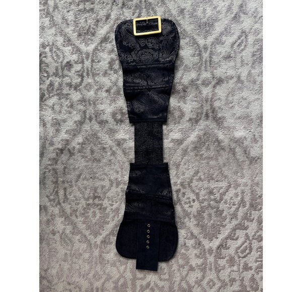 Atia Artisan Embossed Black Suede Corset Belt main image 8
